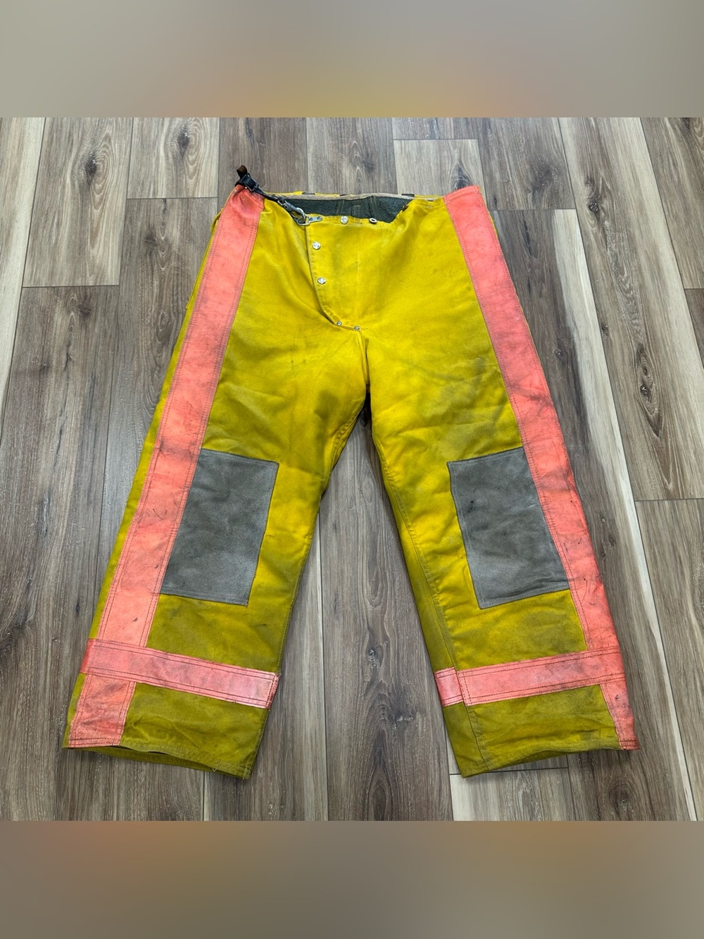 Vintage 80s Lion Janesville Lined Firefighter Fireman Pants, Yellow, Size 42x28